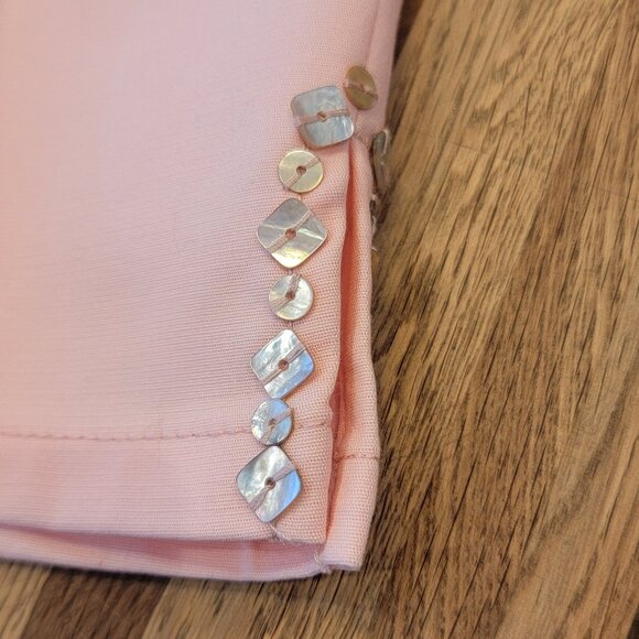 Ruby Rd. Make Me Blush Pink Capri Pants with Shell Button Accents - Picture 3 of 10
